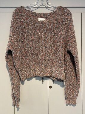 Steven Alan Multicolor Confetti Knit Cropped V-Neck Sweater
